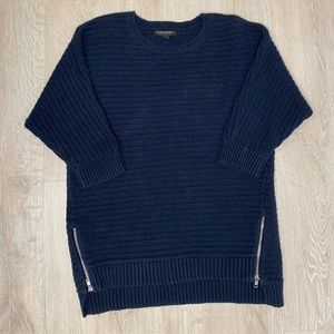 BANANA REPUBLIC Chunky Knit Sweater Side Zip - Navy - Women’s M
